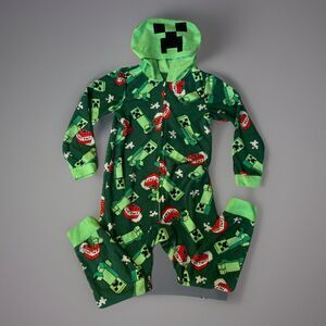 Minecraft Creeper TNT Hooded Union Suit One Piece Pajamas Boys Size 6/7